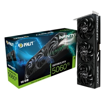Picture of Graphics Card|PALIT|NVIDIA GeForce RTX 5060 Ti|16 GB|GDDR7|128 bit|PCIE 5.0 16x|Memory 1750 MHz|Triple slot Fansink|1xHDMI|3xDisplayPort|NE7506T019T1-GB2061S