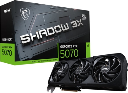 Изображение MSI GeForce RTX 5070 12G SHADOW 3X OC | NVIDIA | 12 GB | GeForce RTX 5070 | GDDR7 | HDMI ports quantity 1 | PCI Express 5.0 | Memory clock speed 2542 MHz