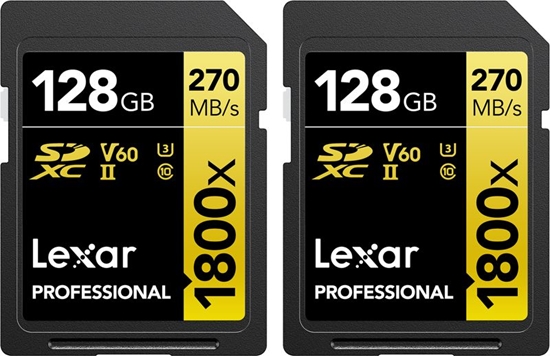 Picture of Karta Lexar Professional 1800x SDXC 128 GB + 128 GB Class 10 UHS-II/U3 V60 (LSD1800128G-B2NNG)