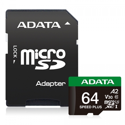 Изображение MEMORY MICRO SDXC 64GB UHS-I/UD64GUI3V30A2SP-RA1 ADATA