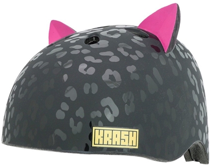 Attēls no Kask dziecicy juniorski KRASH LEOPARD KITTY BLACK roz. M YOUTH FS 8+ (54-58 cm) (NEW 2025)