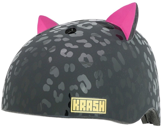 Picture of Kask dziecicy juniorski KRASH LEOPARD KITTY BLACK roz. M YOUTH FS 8+ (54-58 cm) (NEW 2025)