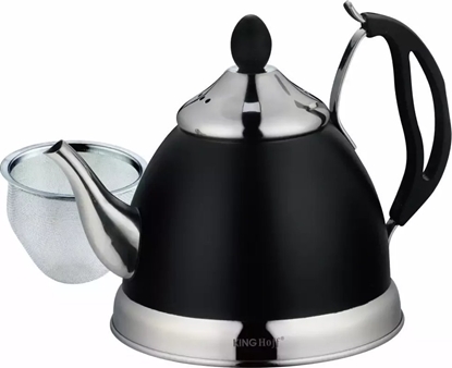 Изображение KingHoff Stalowy czajnik czarny Imbryk z sitkiem 1 L Kinghoff KH 1538