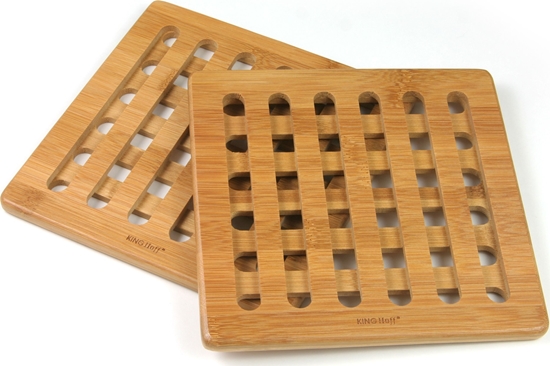 Изображение KingHoff ZESTAW KWADRATOWYCH PODSTAWEK Z BAMBUSA 20cm KINGHOFF [KH-1216]