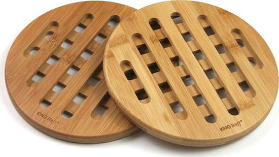 Изображение KingHoff ZESTAW OKRGYCH PODSTAWEK Z BAMBUSA 17,5cm KINGHOFF [KH-1215]