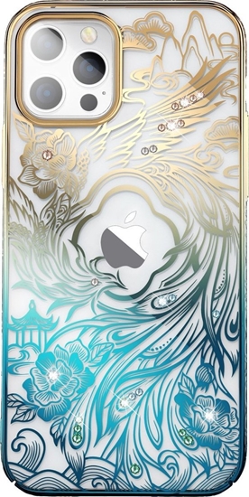 Picture of Kingxbar Etui Kingxbar Phoenix Full Swarovski Apple iPhone 14 Plus zoto-niebieskie