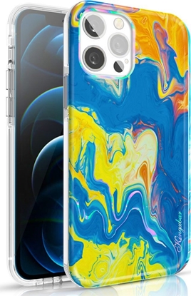 Attēls no Kingxbar Kingxbar Watercolour Series kolorowe etui do iPhone 12 Pro / iPhone 12 ótoniebieski