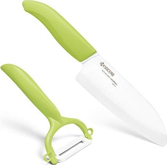 Изображение Kyocera Kyocera FK140CP10NGR SANTOKU KNIFE & PEELER Set, knife (14 cm blade) and peeler, Green