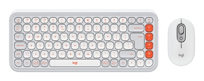 Изображение Klaviatūra + Pele Logitech POP ICON COMBO OFF White Orange US