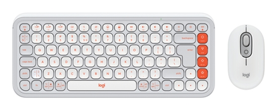 Изображение Klaviatūra + Pele Logitech POP ICON COMBO OFF White Orange US