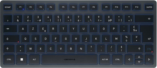 Изображение Klawiatura Cherry CHERRY KW 7100 MINI BT klawiatura Uniwersalne Bluetooth AZERTY Francuski Niebieski