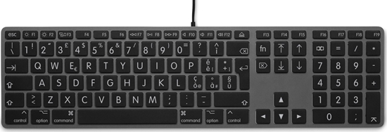Изображение Klawiatura LMP Large Font USB Keyboard 110 keys wired USB keyboard with 2x USB and aluminum upper cover - Italian - space gray
