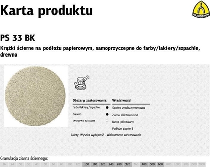 Attēls no Klingspor KLINGSPOR KREK CIERNY SAMOPRZYCZEPNY 225mm  PS33BK gr.180 /50szt.