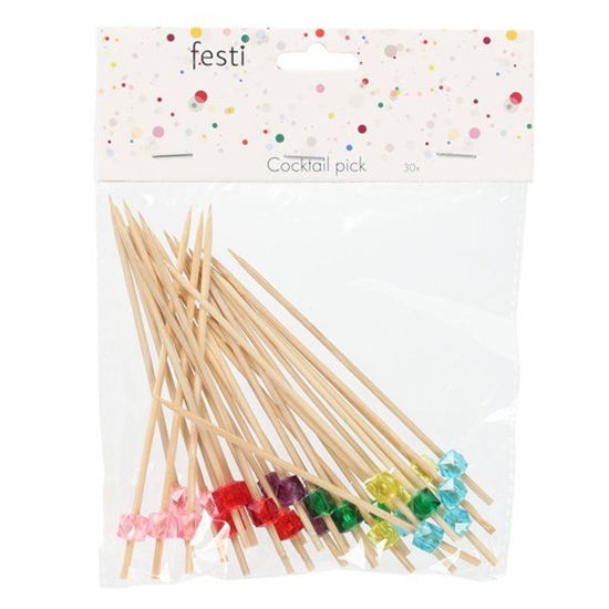 Picture of Kokteiļkociņi Festi dimantiņi 6-krāsas 12cm 30gab.