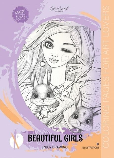 Изображение Kolorowanka A4 8 obrazków Beautiful Girls fiolet