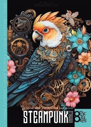 Изображение Kolorowanka A4 8 obrazków Steampunk Papuga