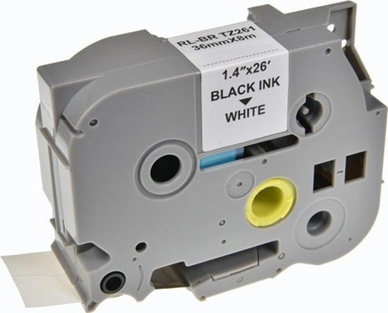 Picture of Kompatybilny tama do drukarek etykiet, dla Brother, TZE-261, czarny druk/biay podkad, laminowane, 8m, 36mm