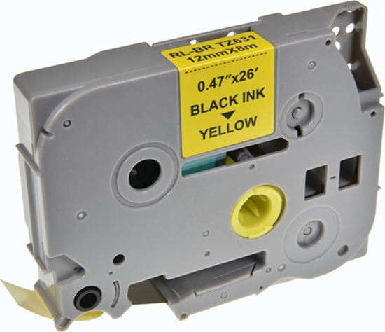 Picture of Kompatybilny tama do drukarek etykiet, dla Brother, TZE-631, czarny druk/óty podkad, laminowane, 8m, 12mm