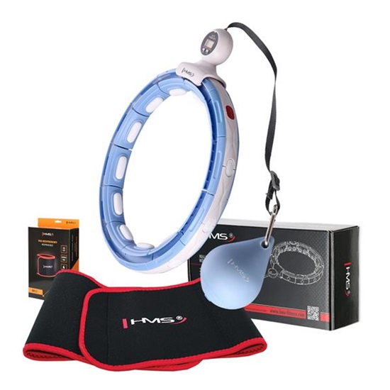 Picture of Komplekts HULA HOOP MAGNETIC BLUE HHM15 WITH WEIGHT + COUNTER HMS + WAIST SUPPORT BR163 RED