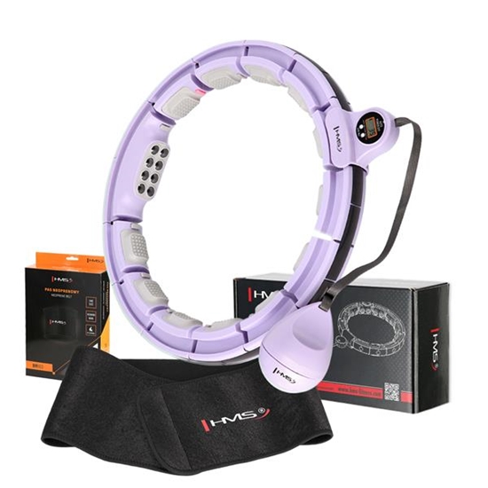 Picture of Komplekts HULA HOOP MAGNETIC VIOLET HHM13 WITH WEIGHT + COUNTER HMS + WAIST SUPPORT BR163 BLACK
