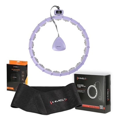 Picture of Komplekts HULA HOOP MAGNETIC VIOLET HHM14 WITH WEIGHT + COUNTER HMS + WAIST SUPPORT BR163 BLACK