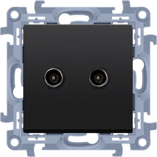 Picture of Kontakt-Simon Gniazdo antenowe Kontakt-Simon Simon 10 CASF2.01/49 typu "F" podwójne  modu czarny mat