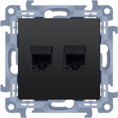 Attēls no Kontakt-Simon Gniazdo komputerowe Kontakt-Simon Simon 10 C5T.01/49 RJ45 kategoria 5e + telefoniczne RJ11 modu czarny mat