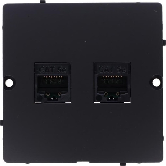 Picture of Kontakt-Simon Gniazdo komputerowe Kontakt-Simon Simon Basic BMF52.02/49 RJ45 podwójne kategoria 5e modu. Monta gniazda na wkrty do puszki czarny mat