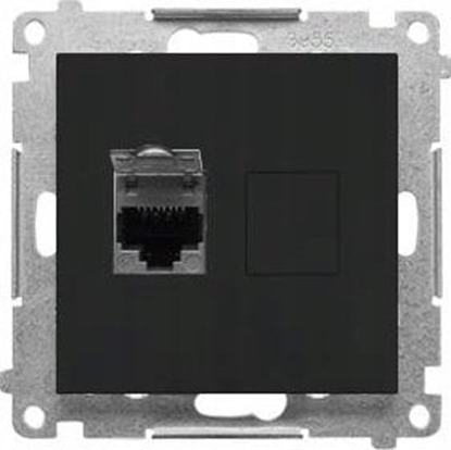 Attēls no Kontakt-Simon Gniazdo komputerowe RJ45 Kontakt-Simon 55 T61.01/149 pojedyncze kategoria 6, z przeson przeciwkurzow modu czarny mat