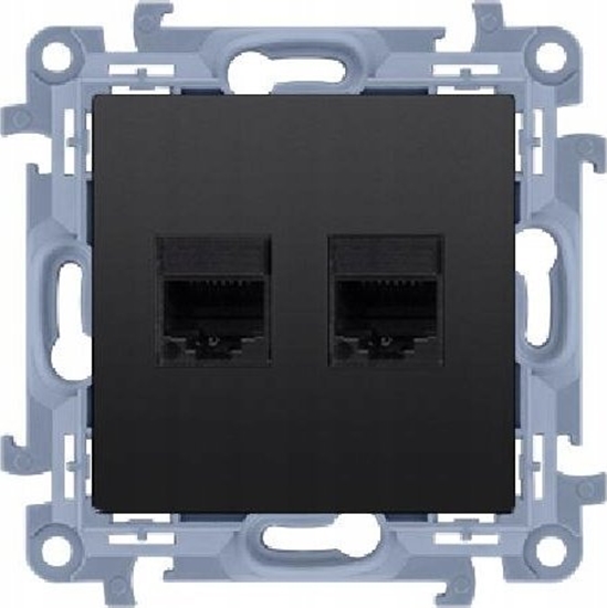 Picture of Kontakt-Simon Gniazdo RJ45 + gniazdo telefoniczne RJ11 Kontakt-Simon Simon 10 C6T.01/49 kategoria 6 modu czarny mat