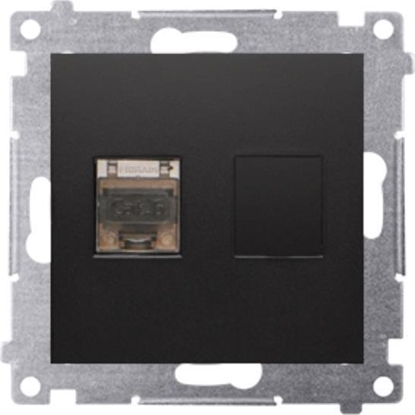 Picture of Kontakt-Simon Simon 54 Gniazdo komputerowe pojedyncze RJ45 kategoria 6 ekranowane z przeson przeciwkurzow (modu) czarny mat D61E.01/49