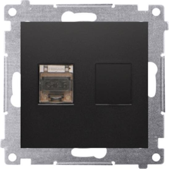 Picture of Kontakt-Simon Simon 54 Gniazdo komputerowe pojedyncze RJ45 kategoria 6 ekranowane z przeson przeciwkurzow (modu) czarny mat D61E.01/49