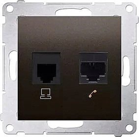 Picture of Kontakt-Simon Simon 54 Gniazdo komputerowe RJ45 kategoria 5e + telefoniczne RJ12 (modu) czarny mat D5T.01/49