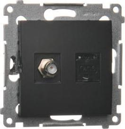 Picture of Kontakt-Simon Simon54 Gniazdo antenowe typu "F" + komputerowe RJ45 DASFRJ45.01/49 czarny mat