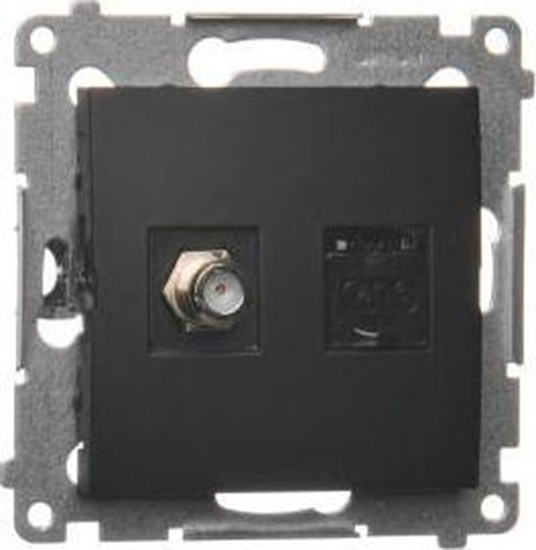 Picture of Kontakt-Simon Simon54 Gniazdo antenowe typu "F" + komputerowe RJ45 DASFRJ45.01/49 czarny mat