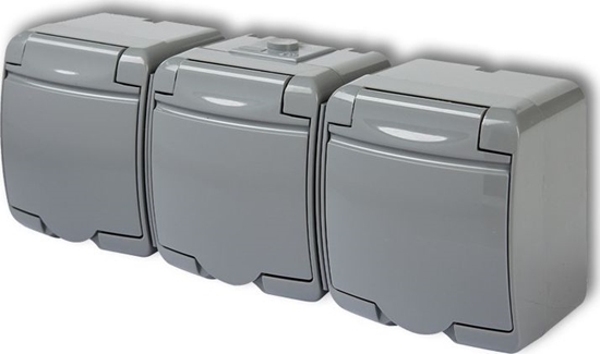 Picture of KOS JUNIOR Gniazdo potrójne z/u (klapka popielata) popielaty 10GHE-3p