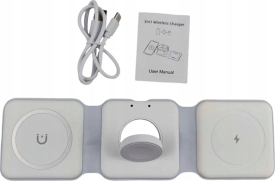 Picture of adowarka ECOBOX ADOWARKA MAGSAFE bezprzewodowa BIAY 3w1 15W