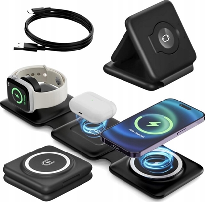 Изображение adowarka ECO*BOX ADOWARKA MAGSAFE BEZPRZEWODOWA CZARNY 3w1 15W