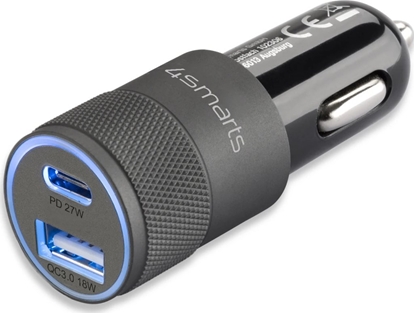 Изображение adowarka 4smarts 4smarts Kfz-Ladegerät Rapid+ mit Quick Charge und PD 27W schw.