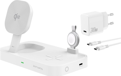 Attēls no adowarka 4smarts 4smarts Qi2 Ladestation Trident mit MFi Fast Charger, weiß