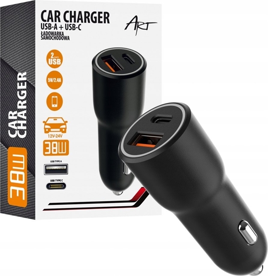 Изображение adowarka Art ADOWARKA SAMOCHODOWA PD/QC 4.0 1x USB-C 1x USB-A 38W ART