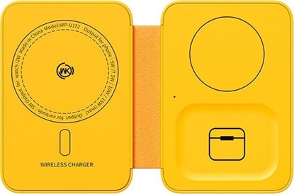 Picture of Ładowarka bezprzewodowa 3w1 z MagSafe do iPhone, Apple Watch i AirPods + lusterko (Żółta)