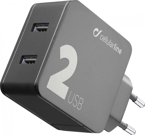 Picture of adowarka Cellular Line Cellularline Multi-Power 2 Home Charger 2x USB 12W +12W, Black