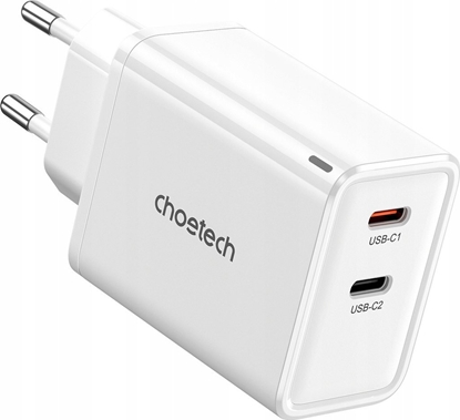 Attēls no adowarka Choetech adowarka sieciowa Choetech PD6013 2x USB-C PD 65W GaN - biaa