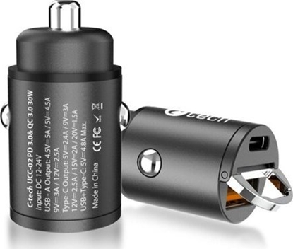 Изображение adowarka C-Tech C-TECH nabíjeka USB do auta UCC-02, 1x Type C + 1 x Type A, 30W