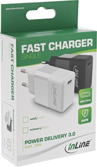 Picture of adowarka InLine InLine® USB PD Charger Single USB Type-C, Power Delivery, 20W, white