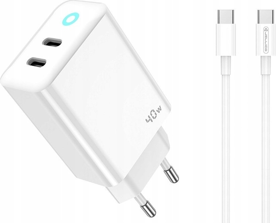 Picture of adowarka Jellico JELLICO adowarka sieciowa EU19 GaN PD 40W 2xUSB-C Biay   Kabel 2x USB - C