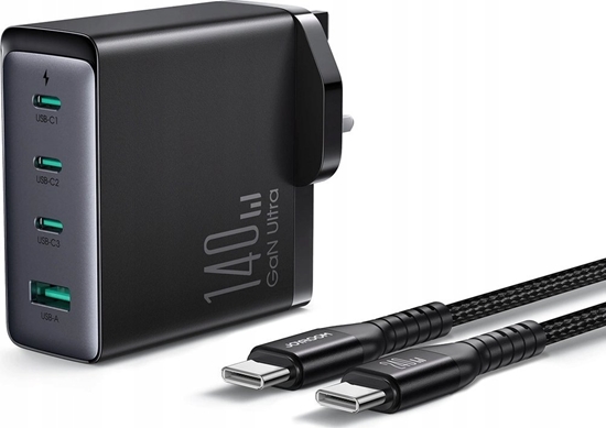 Picture of adowarka Joyroom adowarka GaN UK Joyroom JR-TCG05UK 140W 3x USB-C USB-A + kabel USB-C / USB-C 240W 1.2m