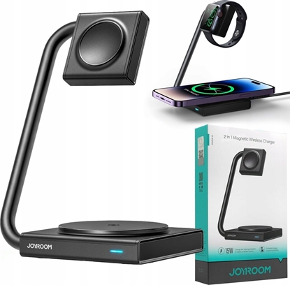 Picture of adowarka Joyroom adowarka indukcyjna 2w1 Joyroom JR-WQN05 15W MagSafe / Qi skadana - czarna