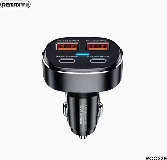 Picture of adowarka Remax adowarka samochodowa 2x USB, 2x USB-C, REMAX RCC329, 75W (czarna)